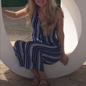 Navy and white cropped jumpsuit with pockets. Bought from revolve. Size m